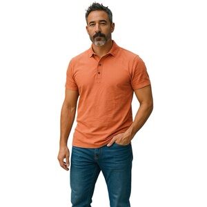 Agave Denim Dingo Slub Jersey Polo Shirt Men Color Orange Size M